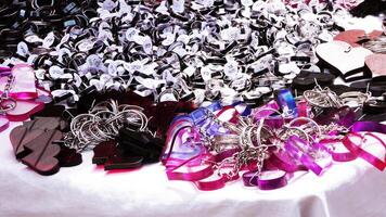 Colorful wearing items displayed in a handicraft shop photo
