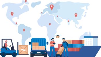 Modern Logistics Network. Optimized Freight and Cargo Shipping Solutions for International Delivery and Distribution Operations. png
