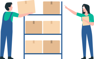 Workers Organizing and Sorting Boxes in a Logistics Facility. png