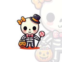 Chibi Skeleton with a Bow Tie vector