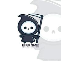 Tiny Grim Reaper with a Scythe vector