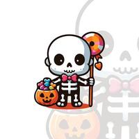 Chibi Skeleton with a Bow Tie vector