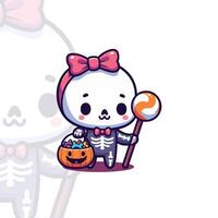 Chibi Skeleton with a Bow Tie vector