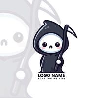 Tiny Grim Reaper with a Scythe vector