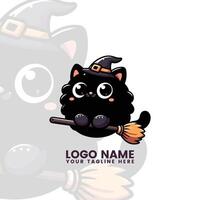 Happy Witch's Black Cat vector