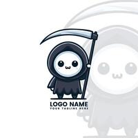 Tiny Grim Reaper with a Scythe vector