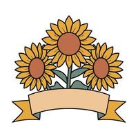 Sunflowers with blank banner illustration vector