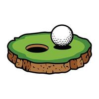 Cartoon Golf Ball on Putting Green with Hole Illustration vector