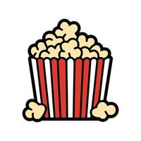 Popcorn in red and white striped container illustration vector