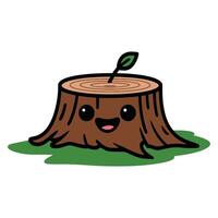 Smiling Cartoon Tree Stump with Sprout Illustration vector