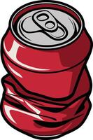 Crushed Red Soda Can Illustration vector