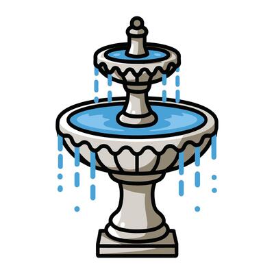 Classic Stone Water Fountain Illustration