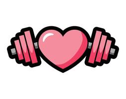 Pink Heart with Barbell Illustration for Fitness Motivation vector