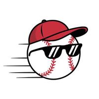 Cool Baseball with Sunglasses and Red Cap Illustration vector