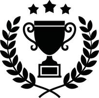 Champion's Trophy Emblem with Laurel Branches and Three Stars vector