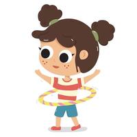 Illustration of girl exercising by playing hula hoop vector