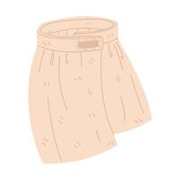 Men's terry bath towel for bathing and showering, flat illustration highlighted on a white background. A gentle warm fluffy swirled towel on the lower part of the body. Flat illustration doodle vector