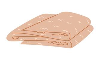 A large bath towel is folded carelessly. A flat illustration of a soft towel for the whole body folded with an accordion. Bath towel for hygiene, bathroom textiles, spa, baths on a white background vector