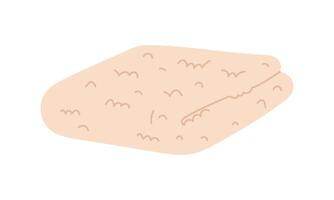 A small fluffy towel is folded neatly. A flat illustration of a soft towel for individual areas of the body folded. Bath towel for hygiene, bathroom textiles, spa, baths on a white background vector