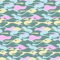 Abstract pattern of curved elements like a color wave. Fashionable minimalistic design with gentle smoothness on dark. A modern aesthetic background with liquid organic shapes and wavy curves vector