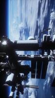ISS taken with the earth in the background in the space video