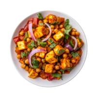 Healthy Indian Paneer and Chickpea Mix with Red Onions, Ideal for Social Media Posts and Transparent Background Designs png