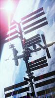 view of the Earth and International space station is orbiting , vertical video