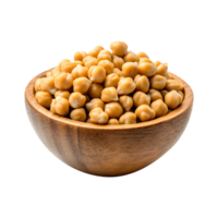 Nutritious Chickpeas in a Wooden Bowl Isolated on a Transparent Background for Use in Marketing, Social Media Posts, and Product Promotions png