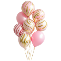 a bunch of pink and gold balloons for decorations isolated on a transparent background png