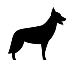 German shepherd dog silhouette. Black and white illustration. vector