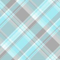 Pano pattern fabric, rug check seamless texture. Fashionable textile plaid tartan background in dark gray and cyan colors. vector