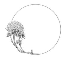Floral round frame hand drawing design. flower border for invitation or greeting card. vector