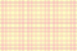 Fold textile check fabric, kilt tartan pattern . Grungy background plaid seamless texture in light and lemon chiffon colors. vector