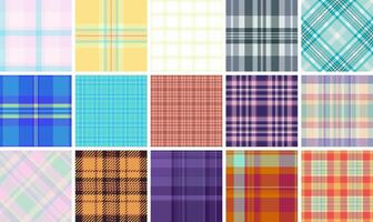 Classic checkered plaid set, offering versatile geometric patterns for shirts, clothes, and textile materials with a British-inspired aesthetic. vector