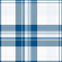 Worn check pattern fabric, classy seamless background. Printing tartan plaid textile texture in cyan and white colors. vector