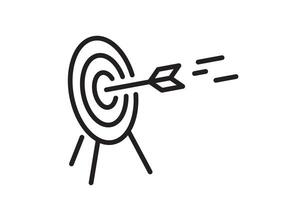 Arrow in target icon. Strategy symbol success. illustration. vector