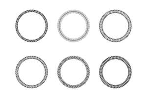 Set of round black and white frames from laurel branches with foliage. illustration vector