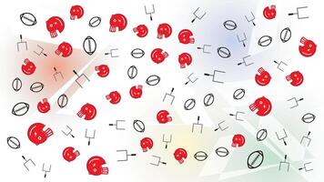 abstract background with ball rugby and helmet rugby make doodle pattern with RGB color , suitable for sport background and american football background vector