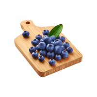 Wooden chopping board with blueberry fruits on transparent background png