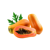 Papaya fruit with slices on transparent background png