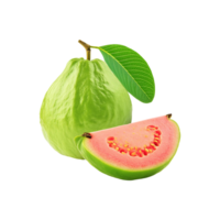 Whole and slice guava fruit on transparent background png