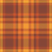 Plaid check pattern in orange and red colors. Seamless fabric texture. Tartan textile print. vector