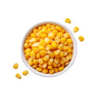 Top view of corn bowl on transparent background png