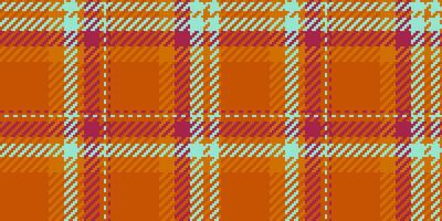 Salmon tartan check, hispanic seamless background pattern. Honey texture textile plaid fabric in orange and teal colors. vector
