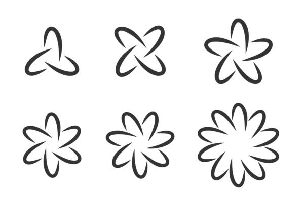 Design elements set. Geometric style flower and star. template for identity company.