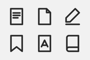 Document icon line design. book sign, write and read on white paper symbol. vector