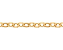 Golden chain seamless texture. Realistic gold chains link isolated on white background. Jewelry chainlet three dimensional design element. vector