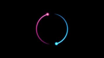Technology loading circle animation. Modern neon rotating progress bar animation. Glowing neon light circle loading. Neon light. Transparent background with alpha channel video