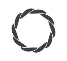 Round frame black and white ornament. Graphic border doodle. Ring curve link connection vector