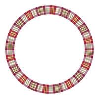 Round frame vintage pattern design template. Circle border designs plaid fabric texture. Scottish tartan background for collage art, gif card, handmade crafts. vector